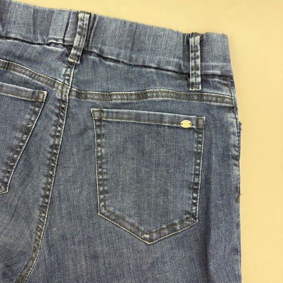 Bevy Flog Amanda Denim High Rise Straight Wide Leg Pull On Jeans Raw Hem Blue - Picture 8 of 14